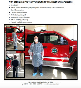 NON-STERILIZED PROTECTIVE GOWNS FOR EMERGENCY RESPONDERS (100pc)