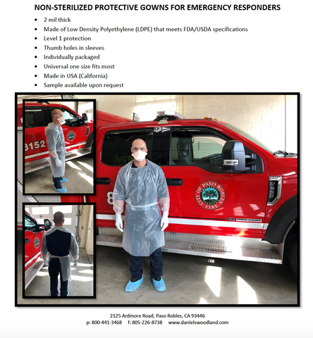 NON-STERILIZED PROTECTIVE GOWNS FOR EMERGENCY RESPONDERS (100pc)